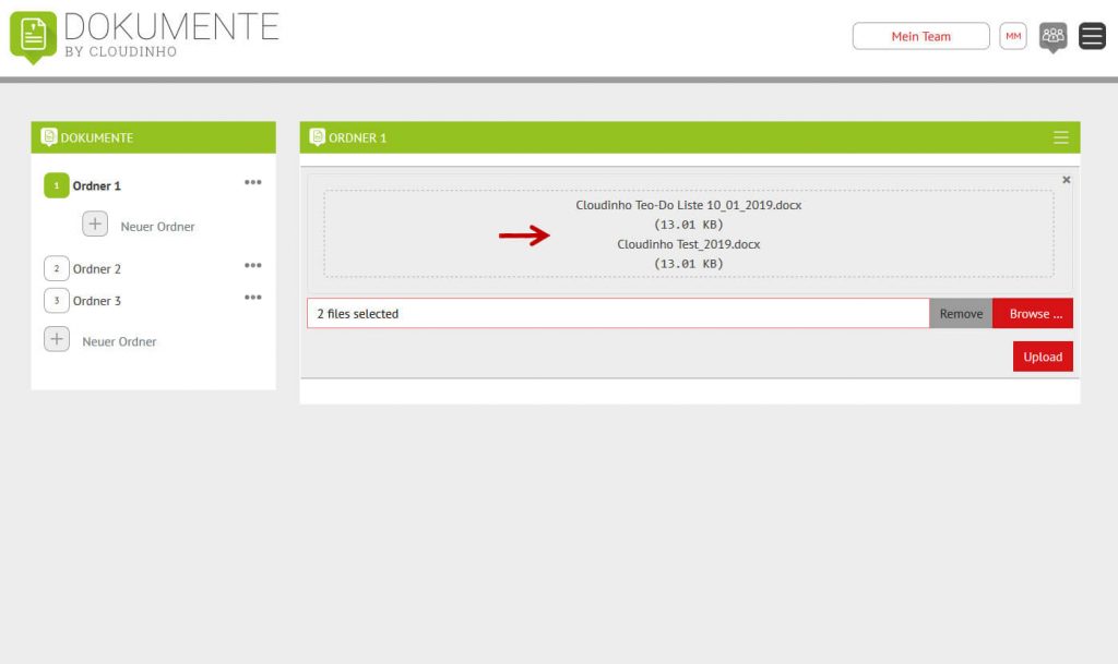 Cloudinho Dokumente Upload 2