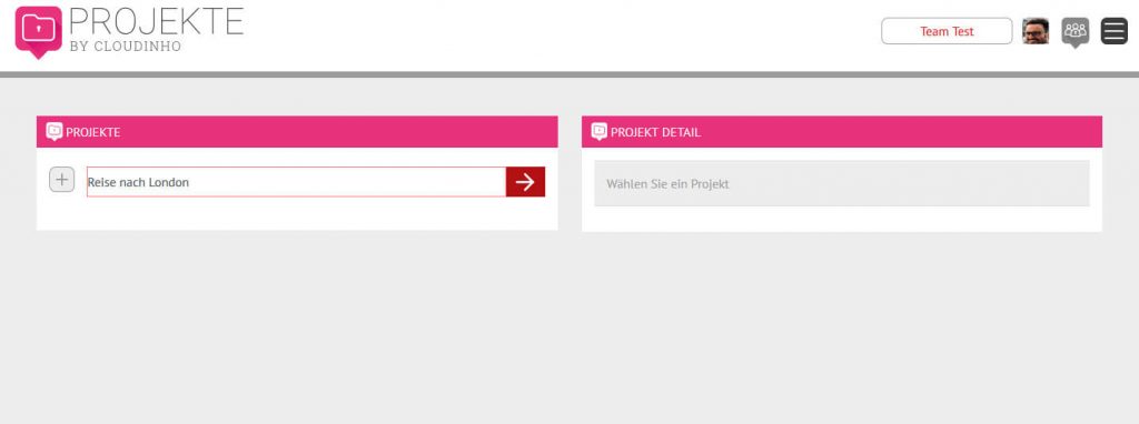 Cloudinho Projekt hinzufügen