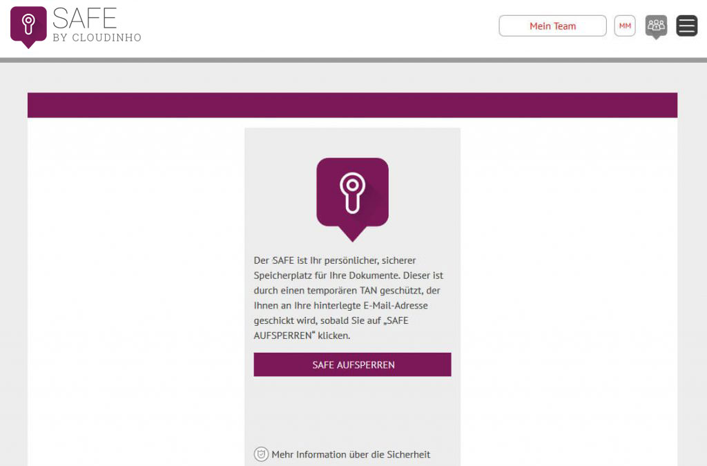 Cloudinho Safe aufsperren