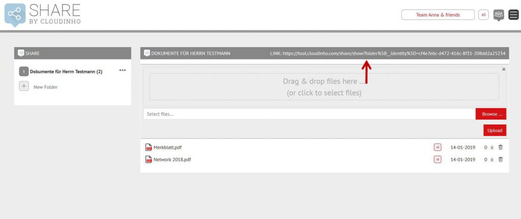 Cloudinho Share externe Nutzer Link