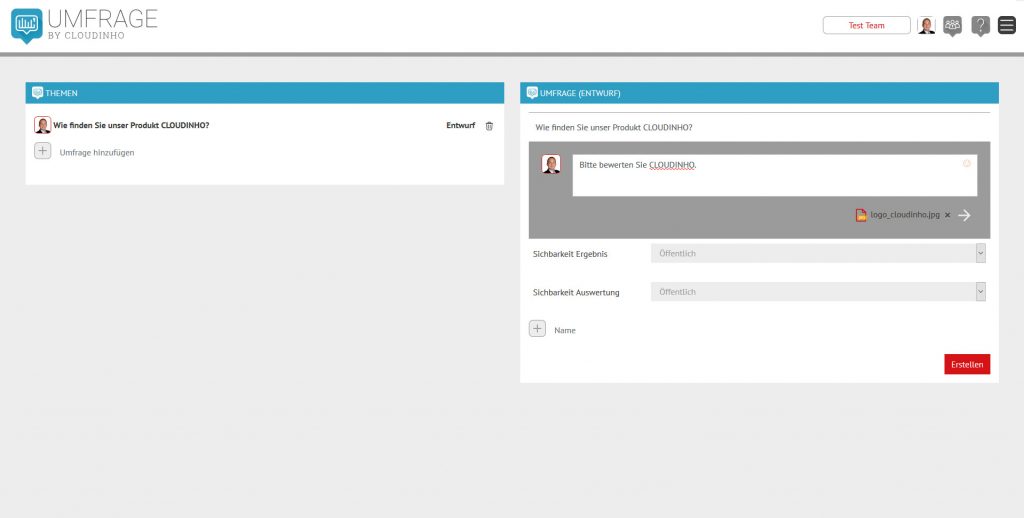 Cloudinho Umfrage Beschreibung erstellen