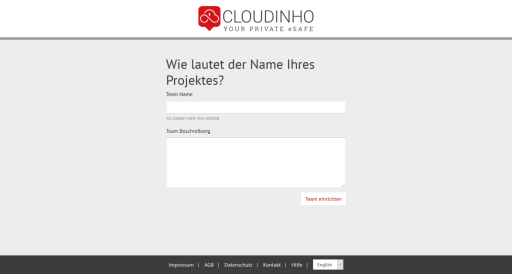 Cloudinho Team einrichten